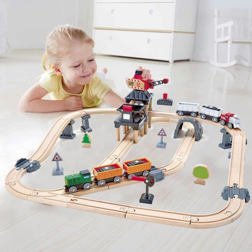 Hape: Mining Loader Set - 12pc Train Yard Playset