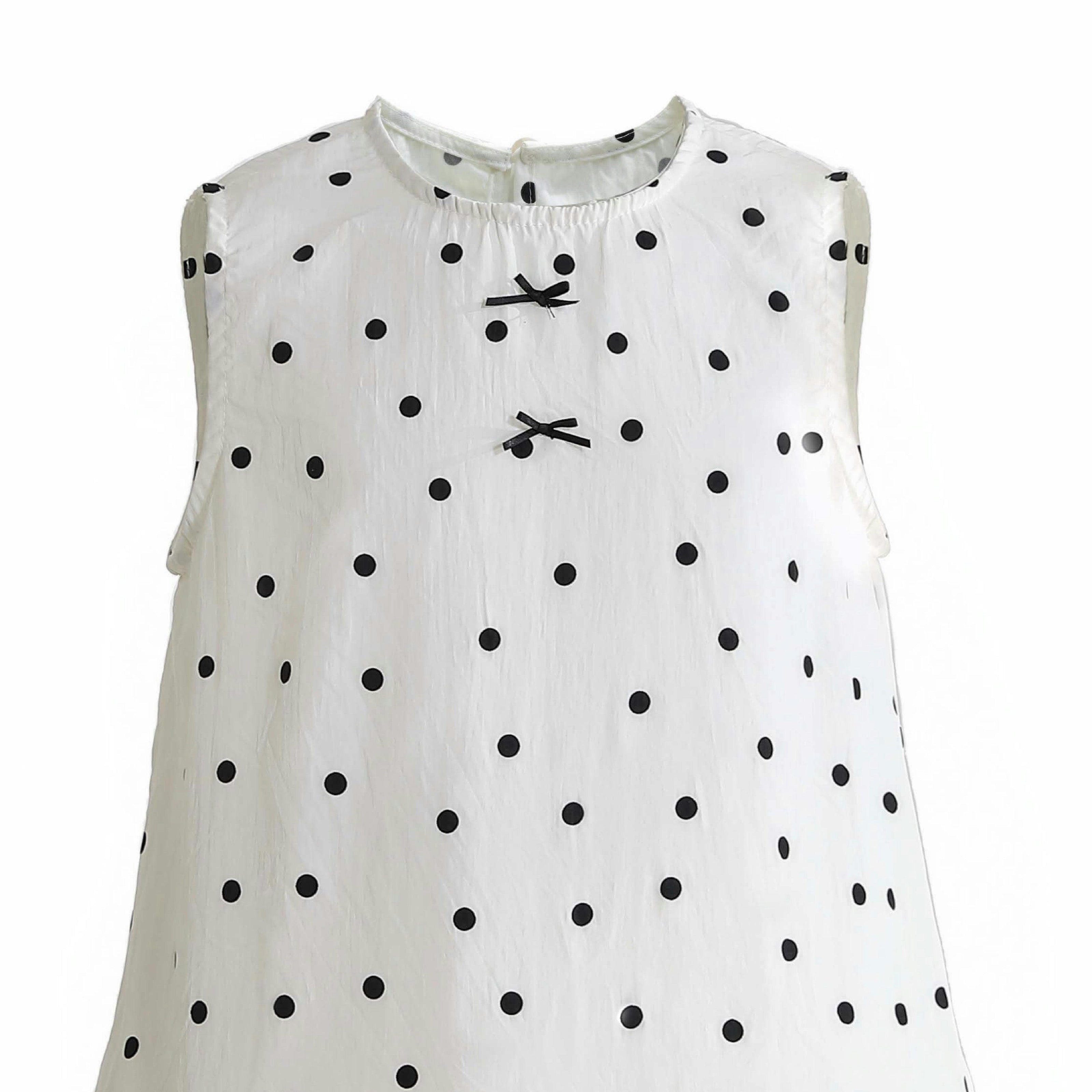 Beige Polka Dot Bow Dress