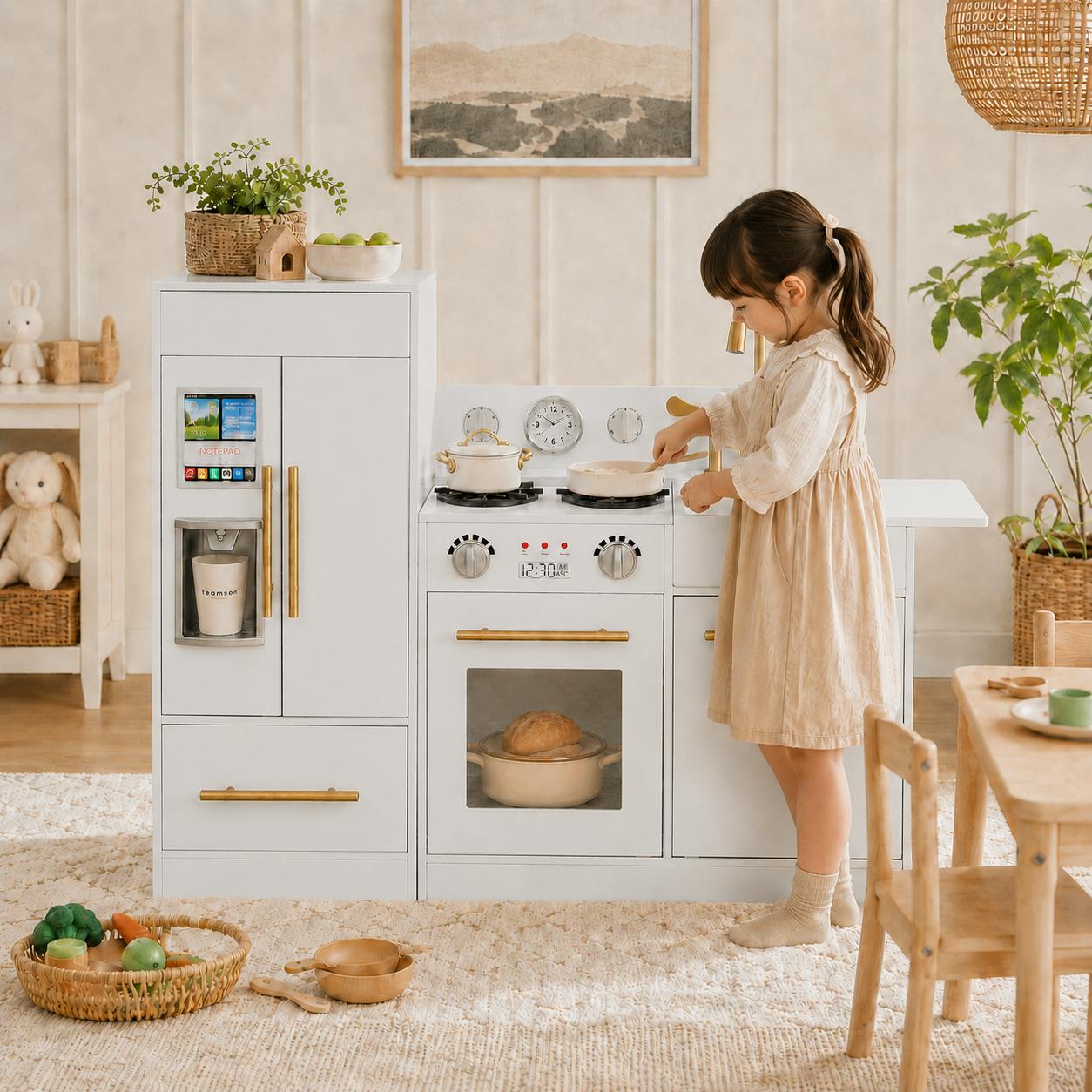 Little Chef Charlotte Modern Play Kitchen, White/Gold