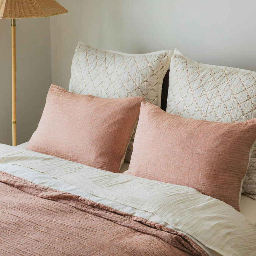 Crinkled Linen Sham Set, Brown