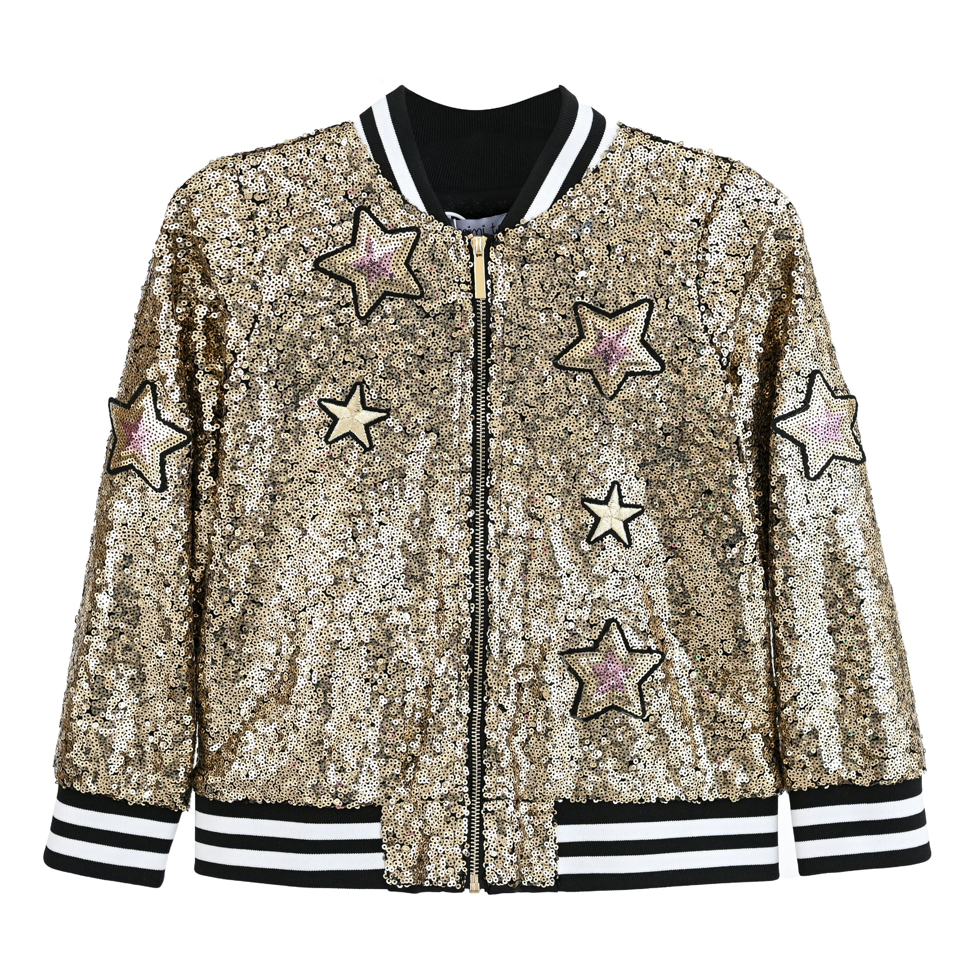Gold Sequin Bomber Jacket