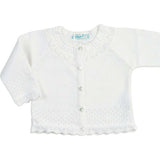 Pointelle Ruffle Knit Cardigan Pink