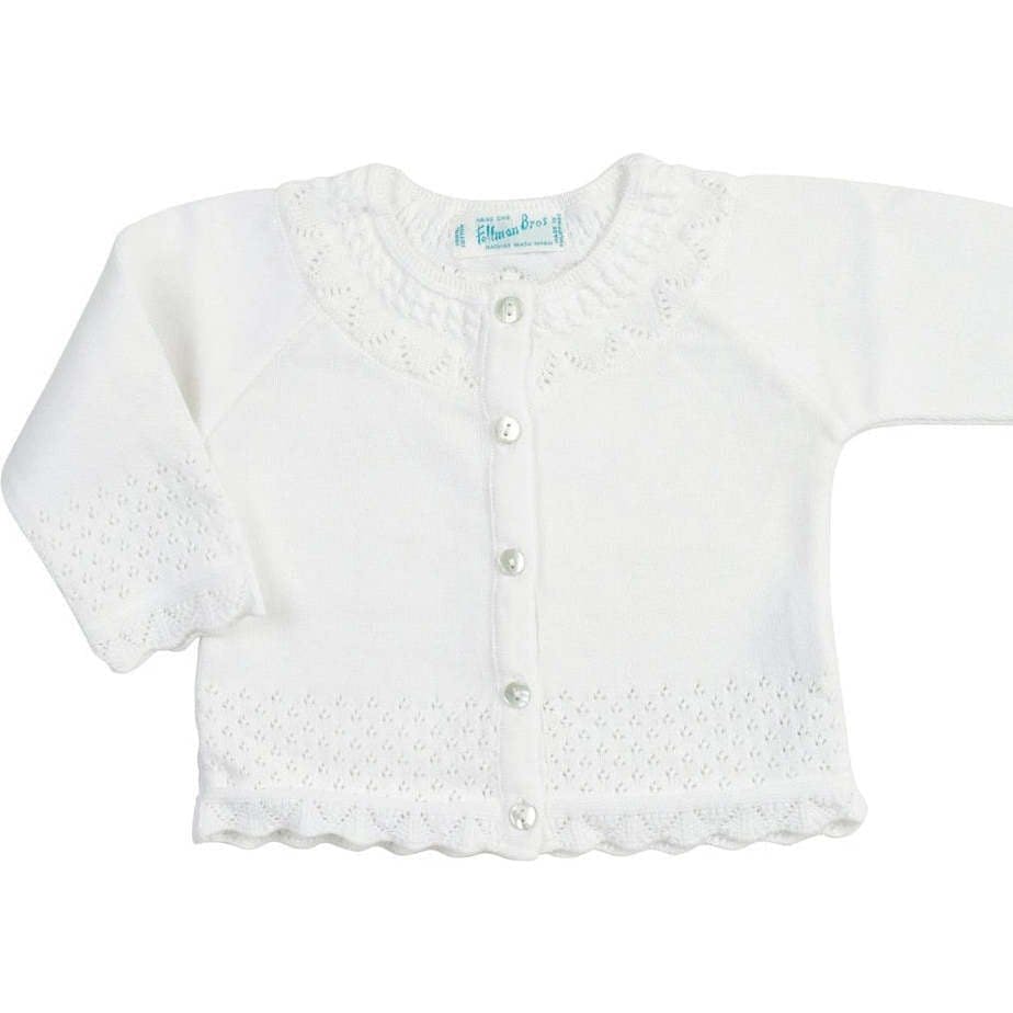 Pointelle Ruffle Knit Cardigan Pink