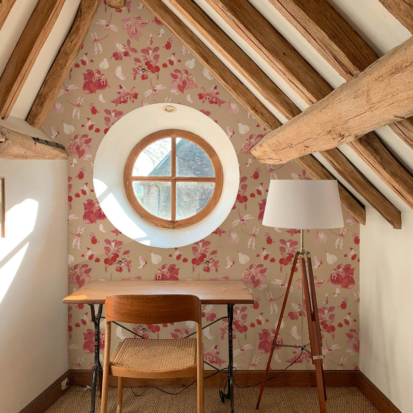 Wallpaper GARDEN PARTY color Framboise