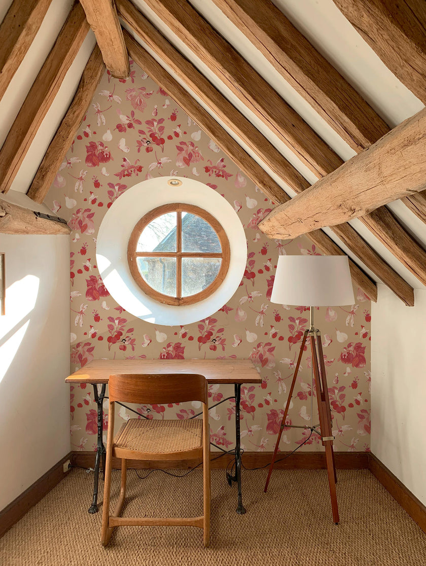 Wallpaper GARDEN PARTY color Framboise