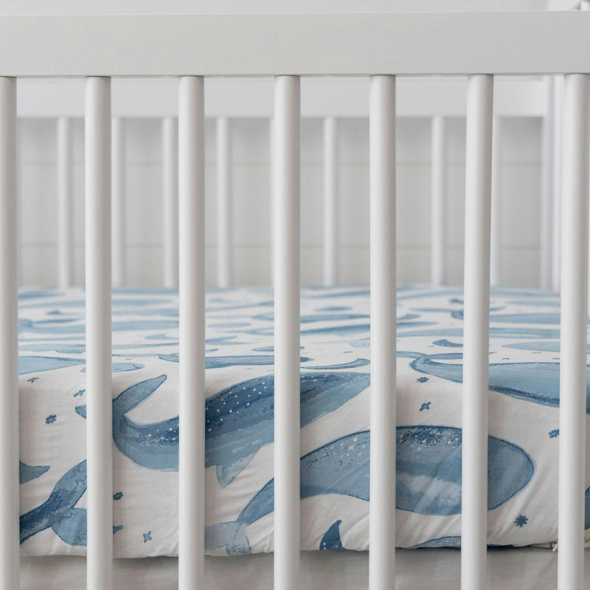 Caspian Whale Cotton Fitted Crib Sheet