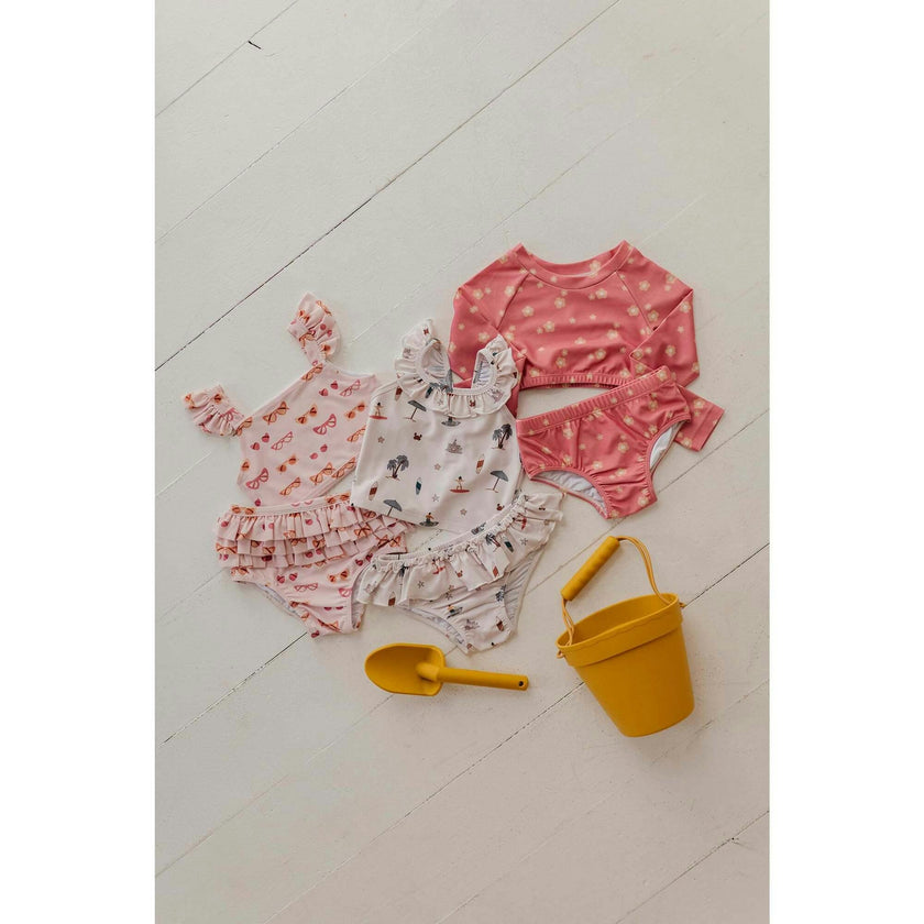 Girl's Two-Piece Crop Swim Set Retro Shades
