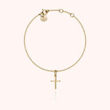 Symbolic Cross Charm Bracelet , Rolled Yellow Gold