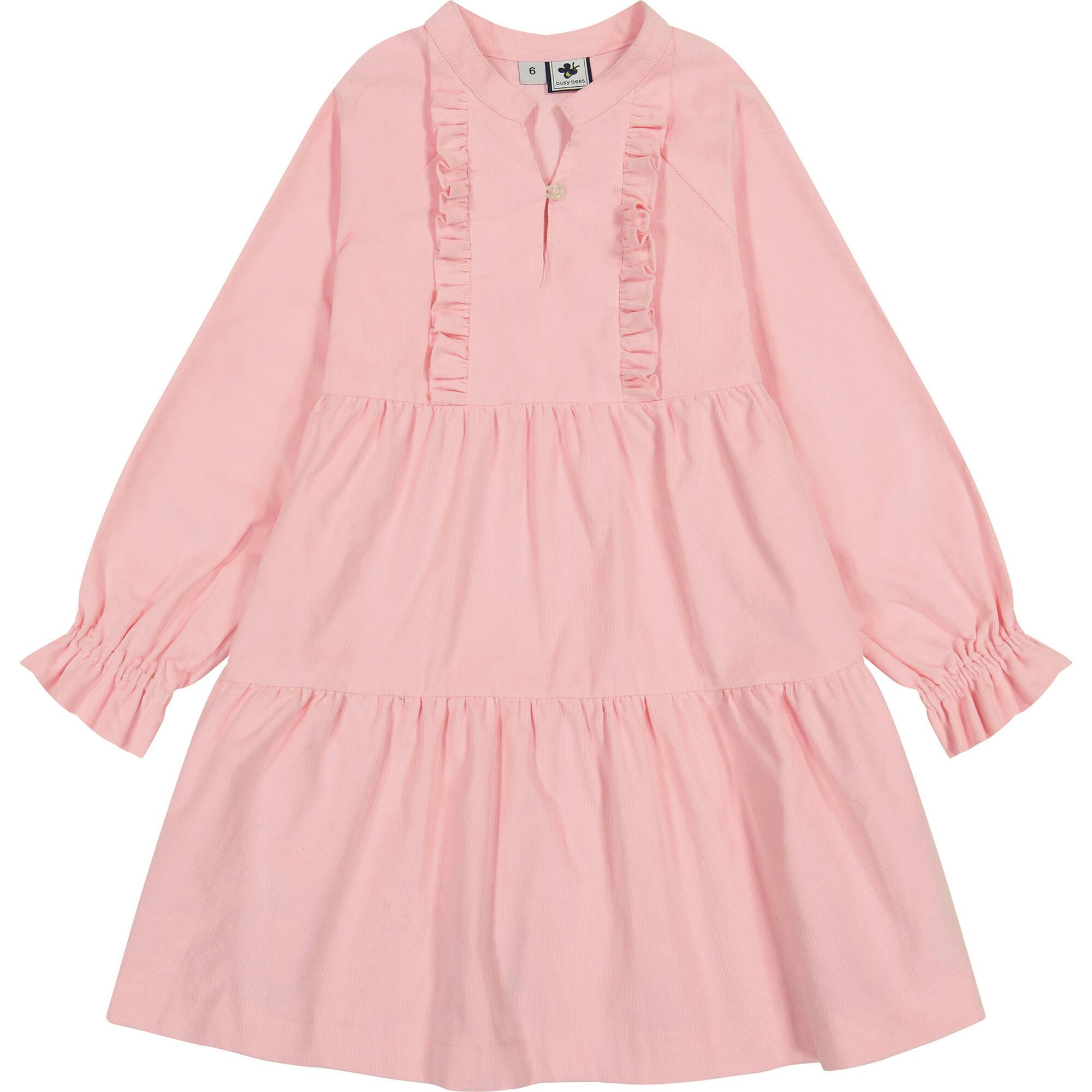 Isabelle Corduroy Ruffle Round Neck Elastic Cuff 2-Tiered Dress