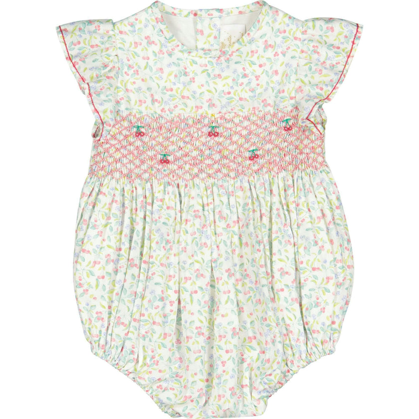 Alizée Cherry Smocked Bubble Romper