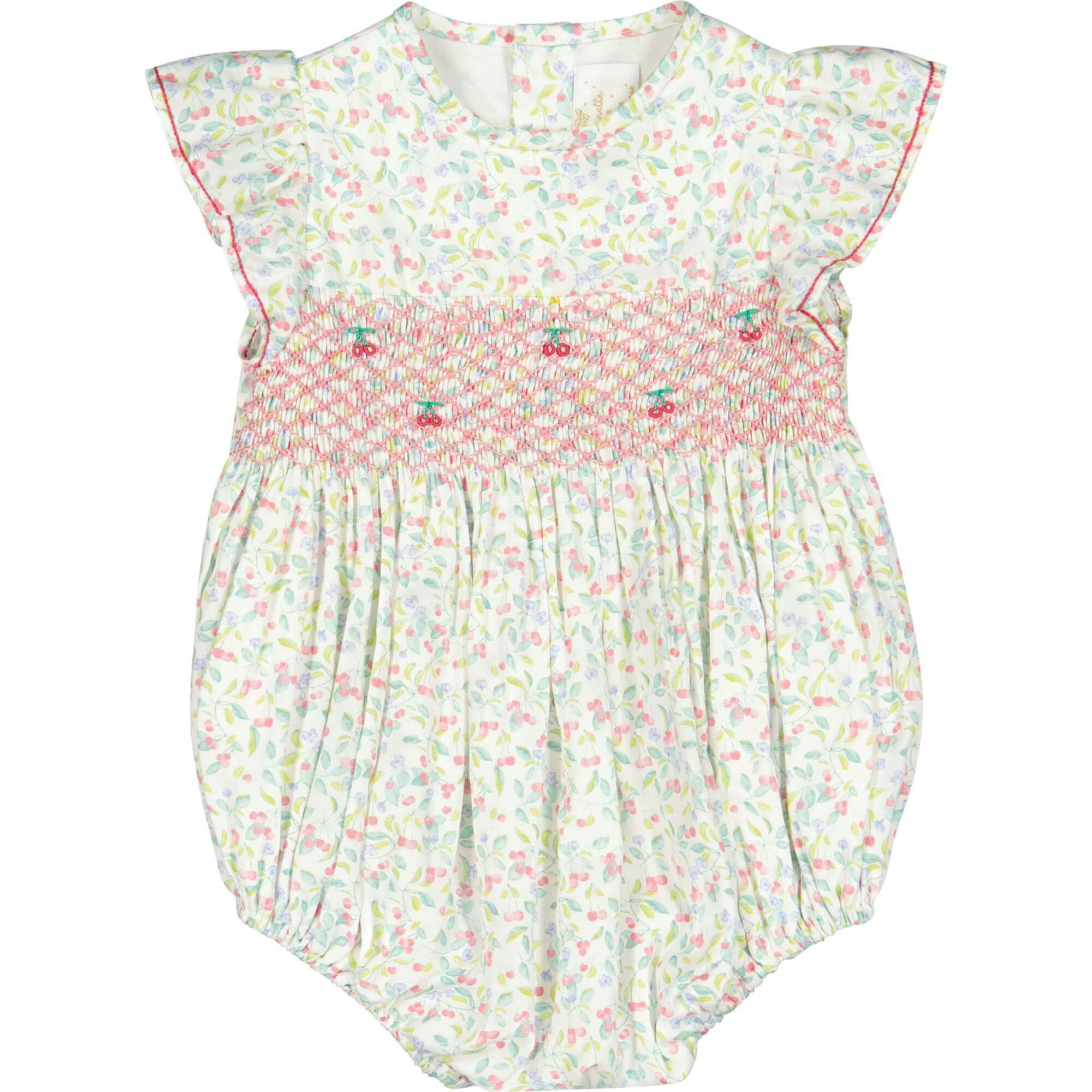 Alizée Cherry Smocked Bubble Romper