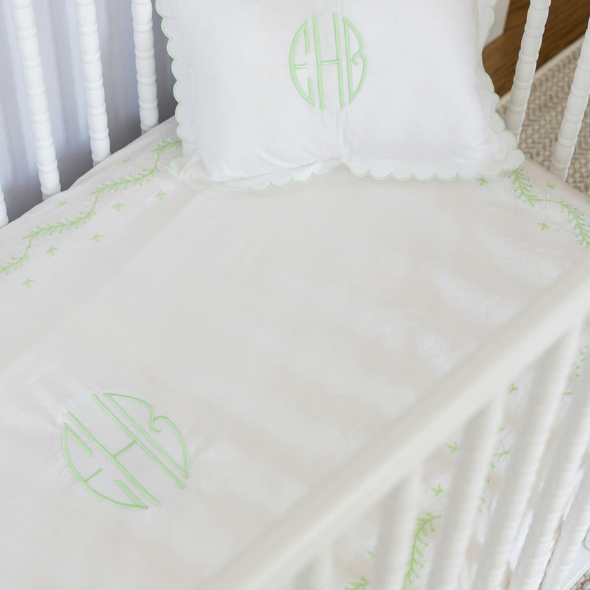 Embroidered Crib Sheet - Meadow