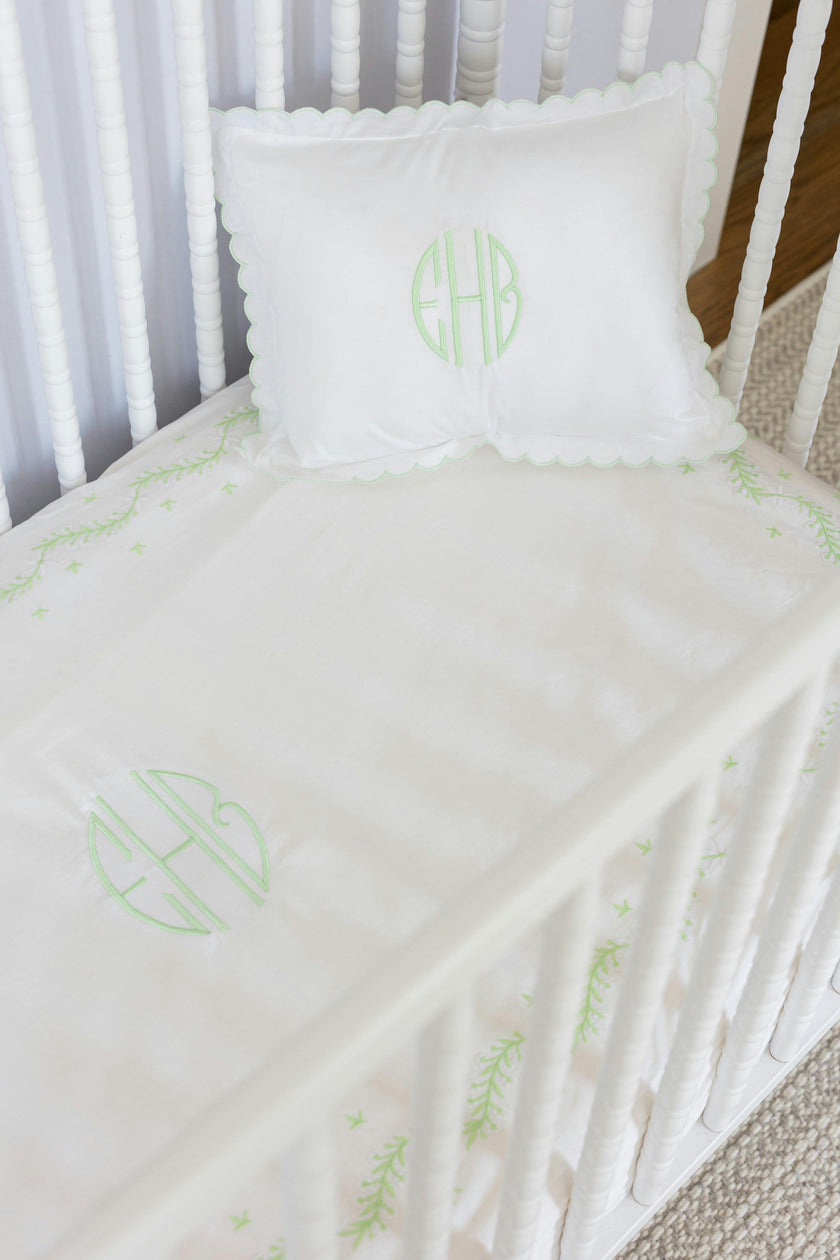 Embroidered Crib Sheet - Meadow