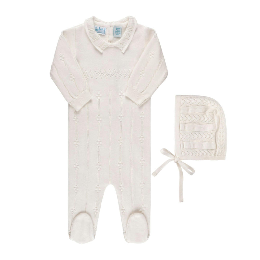 Vintage Knit Romper with Hat Ivory