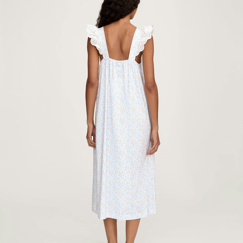 Women's Lightweight Pima Clara Nightgown in Fleur Blanche