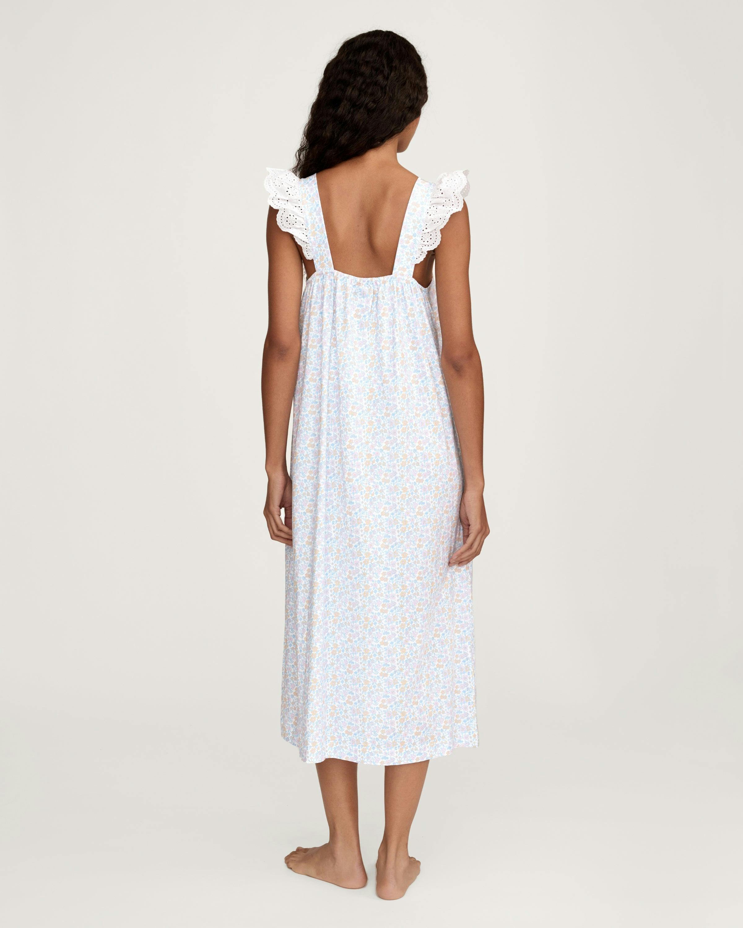 Women's Lightweight Pima Clara Nightgown in Fleur Blanche