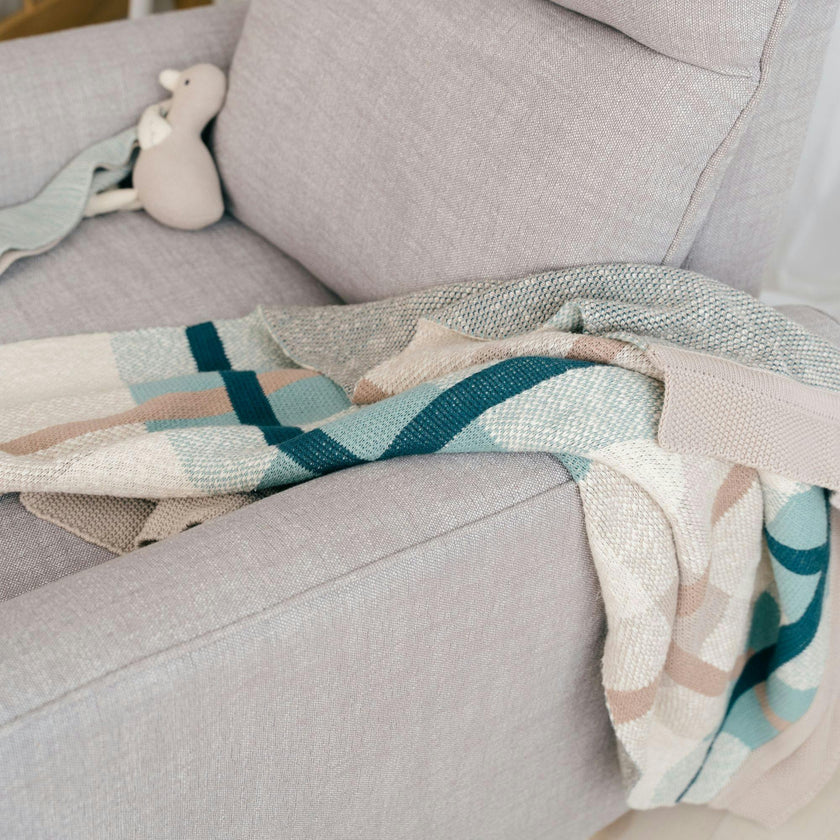 Charlie Farmhouse Knitted Plaid Baby Blanket