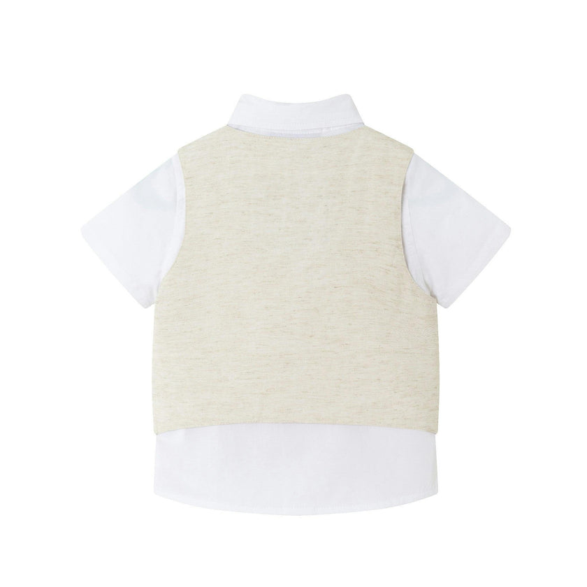 Infant Short Sleeve Buttondown Bowtie Vest Set