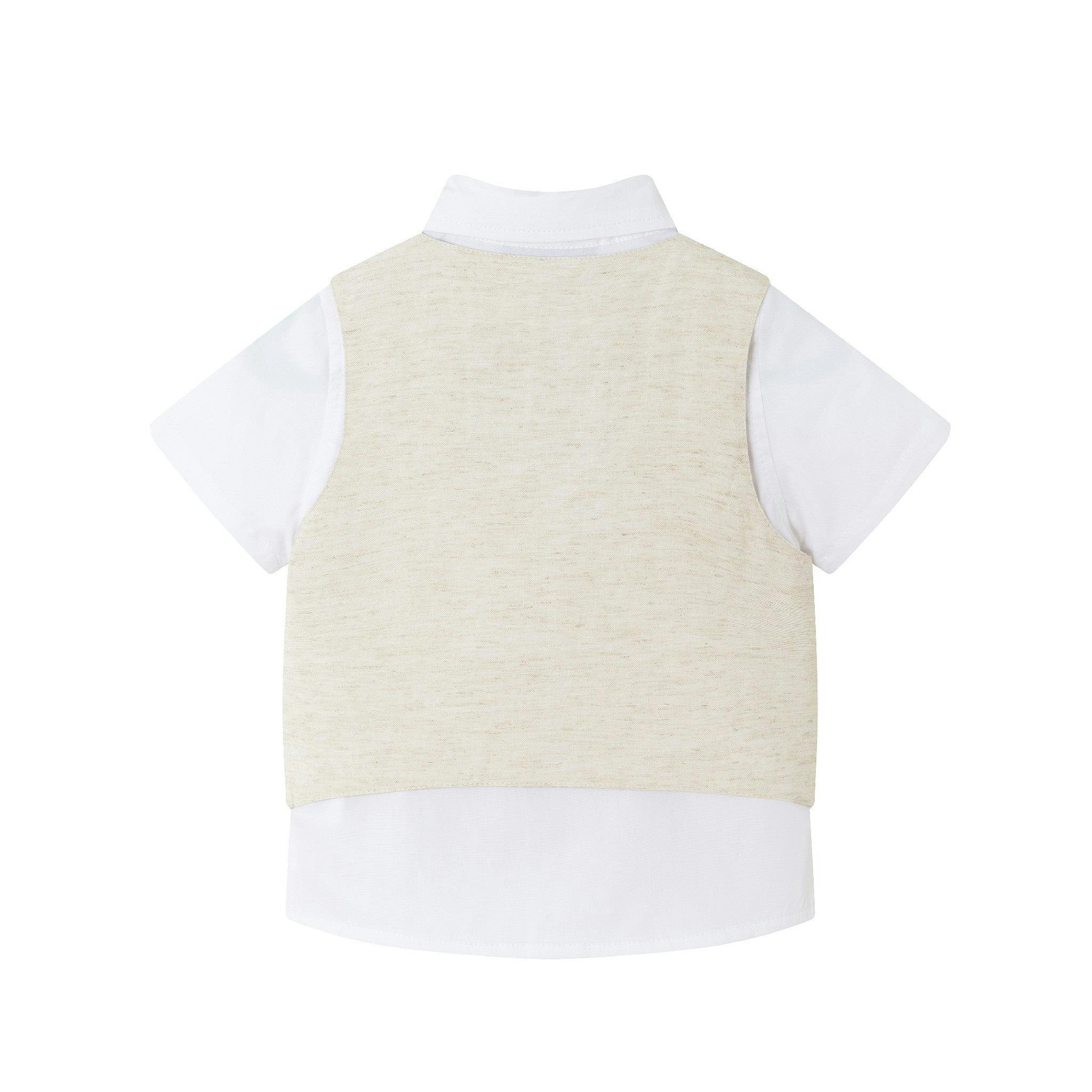Infant Short Sleeve Buttondown Bowtie Vest Set