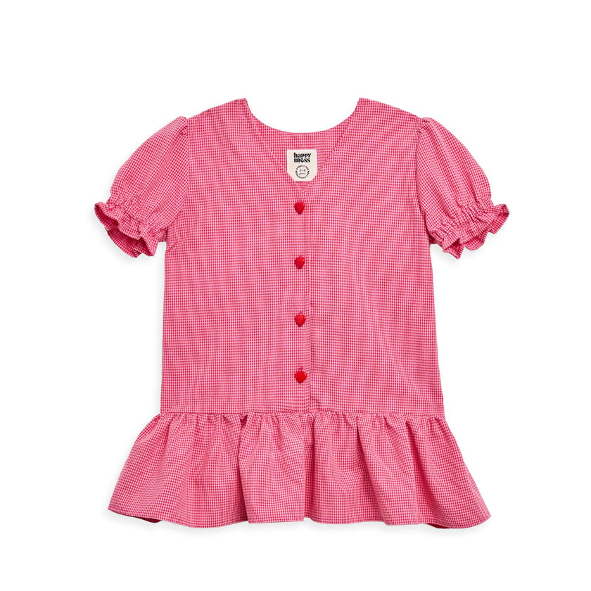 children's vichy frilled dress - wild berry