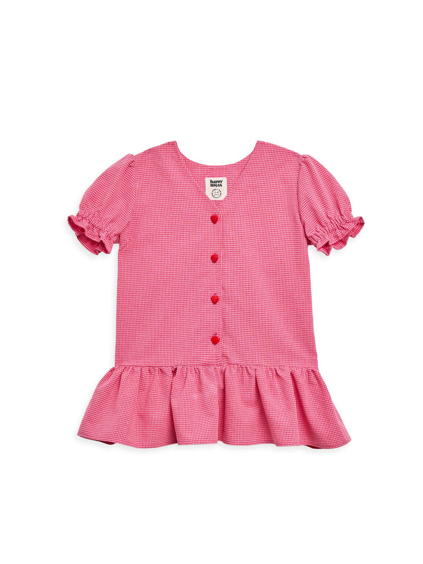 children's vichy frilled dress - wild berry