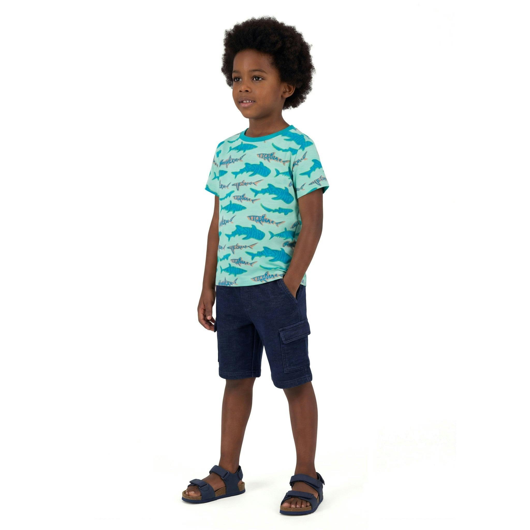 Boys Graphic Tee | Teal Sharks