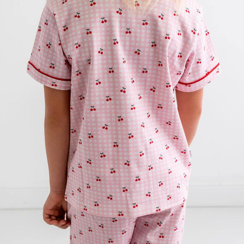 Cherries Girls Pima Cotton Short Pajama Set