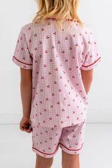 Cherries Girls Pima Cotton Short Pajama Set