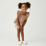Organic Eyelet Flutter Top And Shorts Set - Clay Eyelet