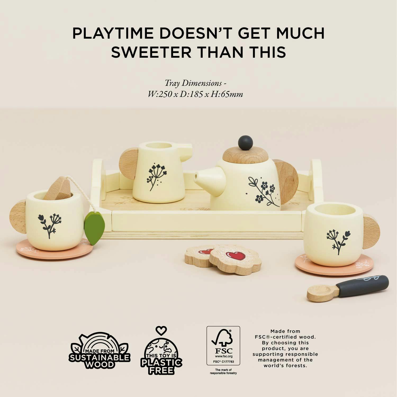 Wooden Tea Set & Tray