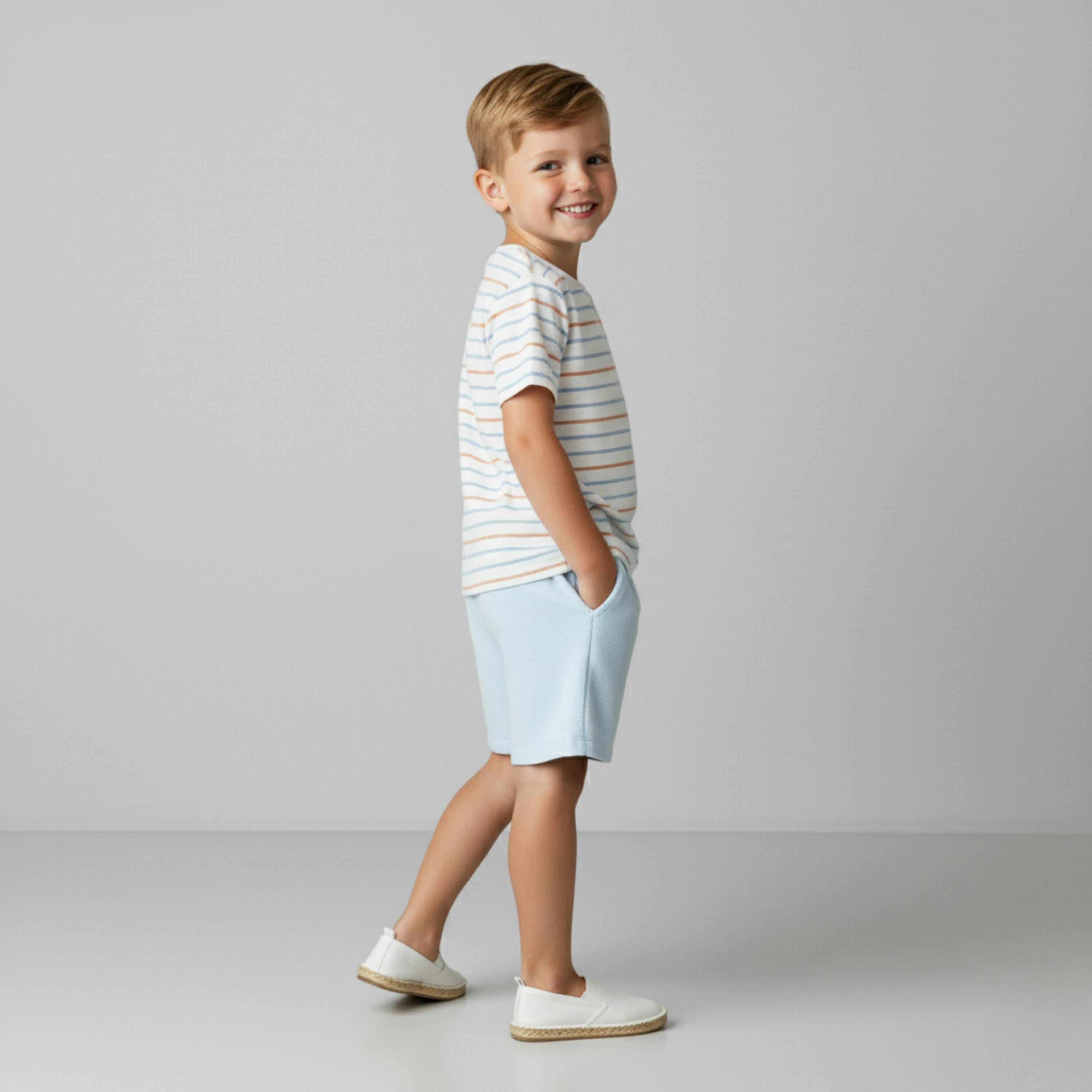Organic Terry Tee & Shorts Set - Cabana Stripes