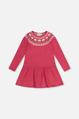 Knitted Dress With Flower Jacquard Raspberry Pink