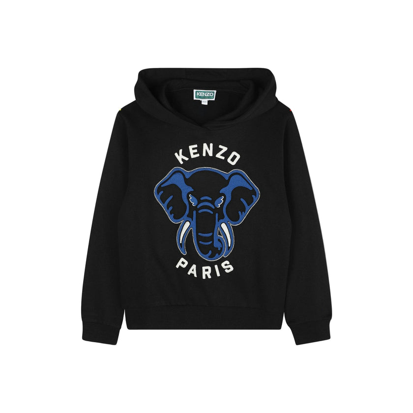 Boys Black Elephant Logo Hooded Sweatshirt
