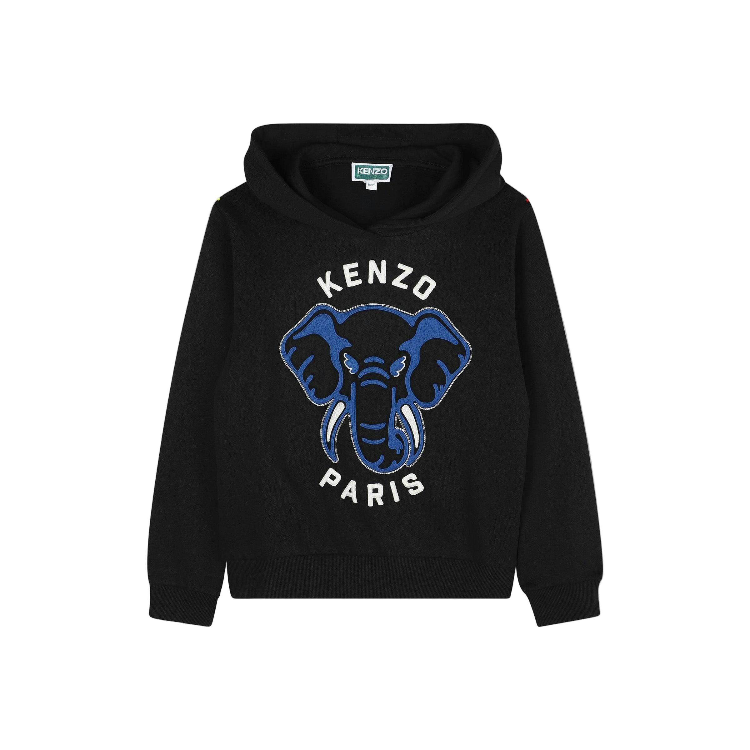 Boys Black Elephant Logo Hooded Sweatshirt