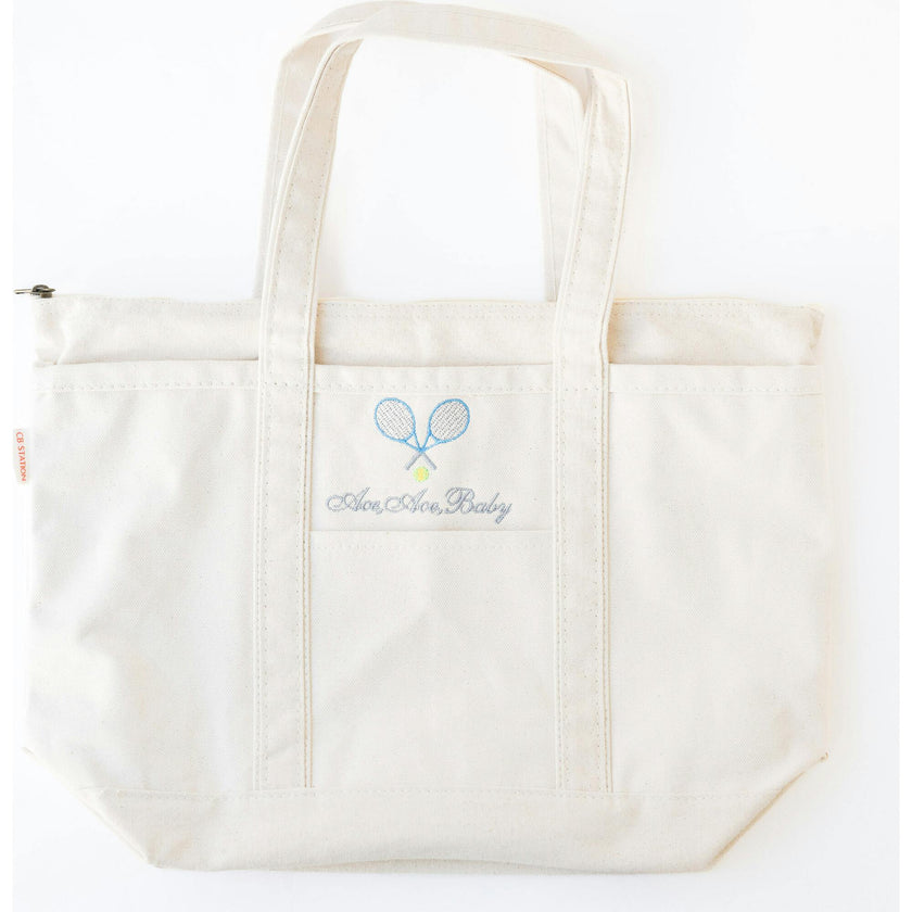 Tennis Embroidered Medium Canvas Tote