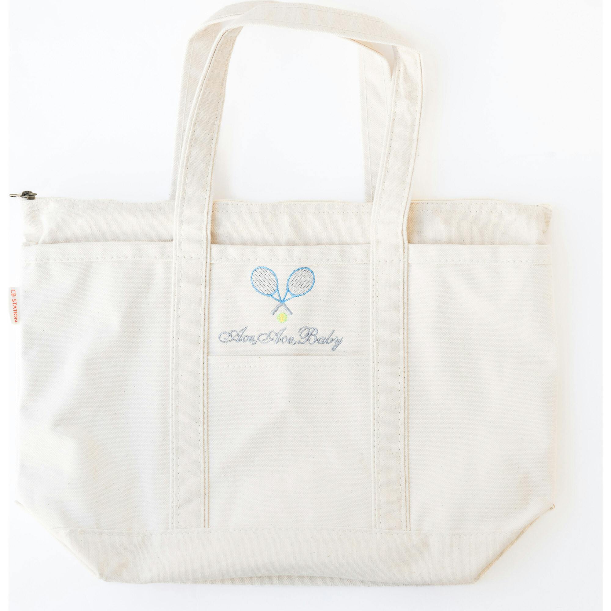 Tennis Embroidered Medium Canvas Tote