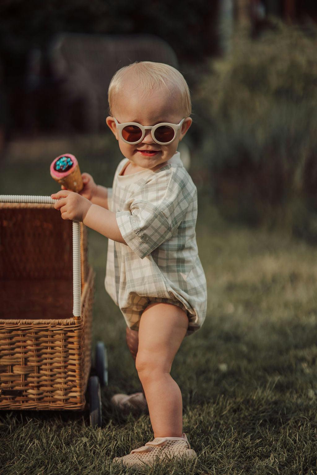 Bubble Romper | Organic Cotton Jersey - Fern Plaid