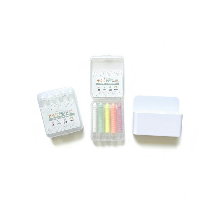 Dustless Chalk Crayons + Magnetic Holder Bundle for Magic Playwall