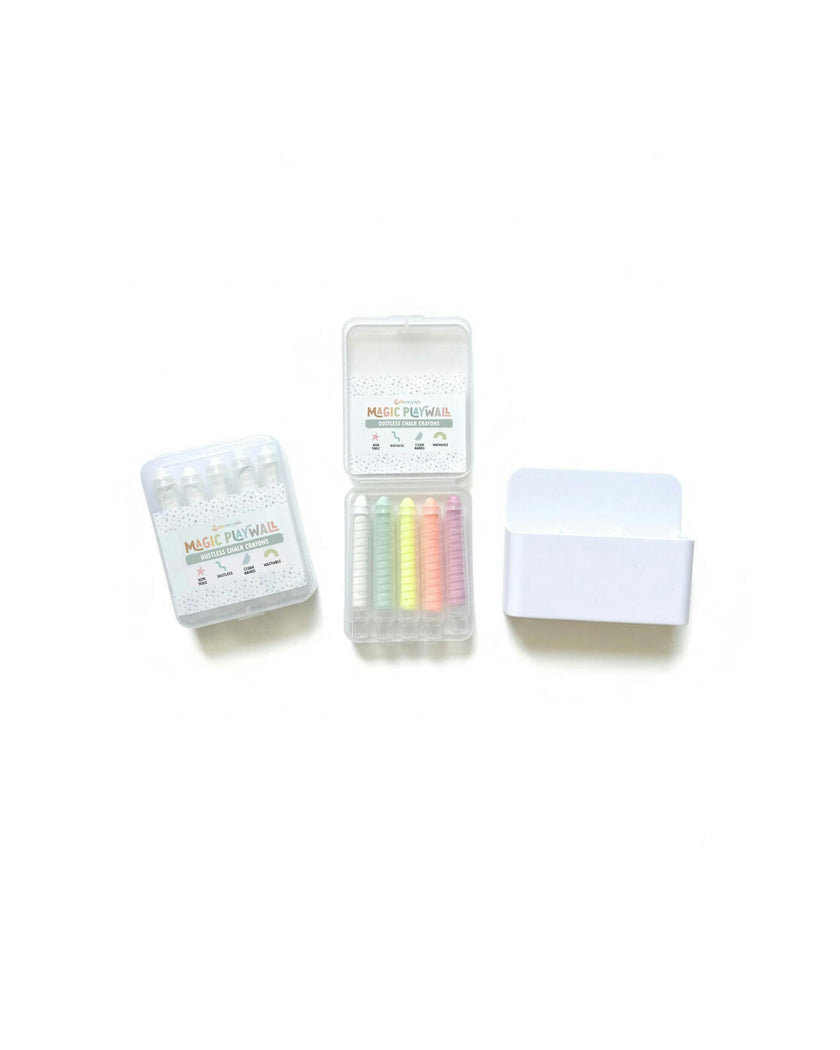 Dustless Chalk Crayons + Magnetic Holder Bundle for Magic Playwall