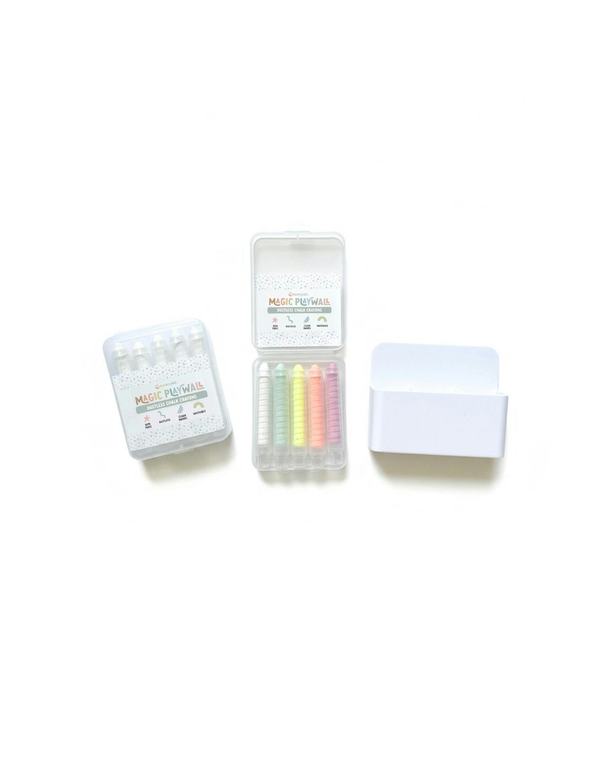 Dustless Chalk Crayons + Magnetic Holder Bundle for Magic Playwall