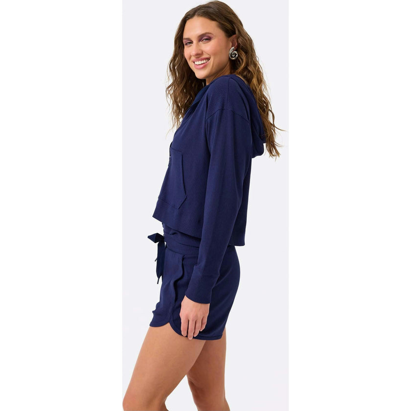 Womens Rib Crop Hoodie