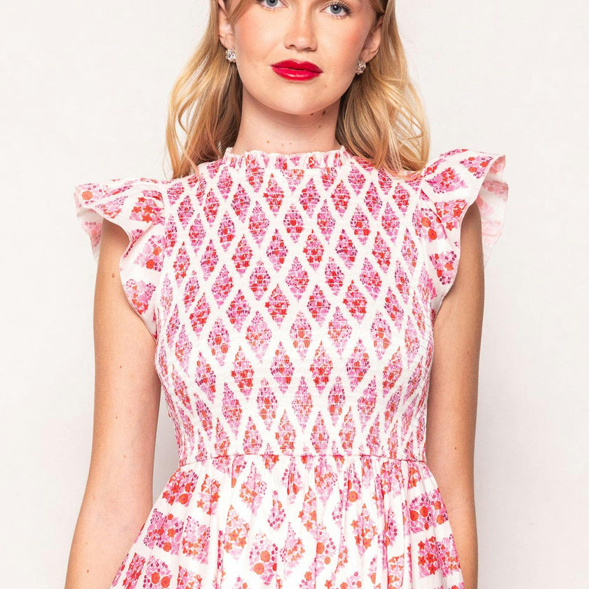 Kylie Dress in Rouge Lattice Floral