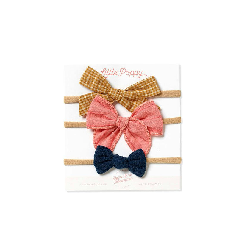 The Olivia Three Bow Mini Headband Set