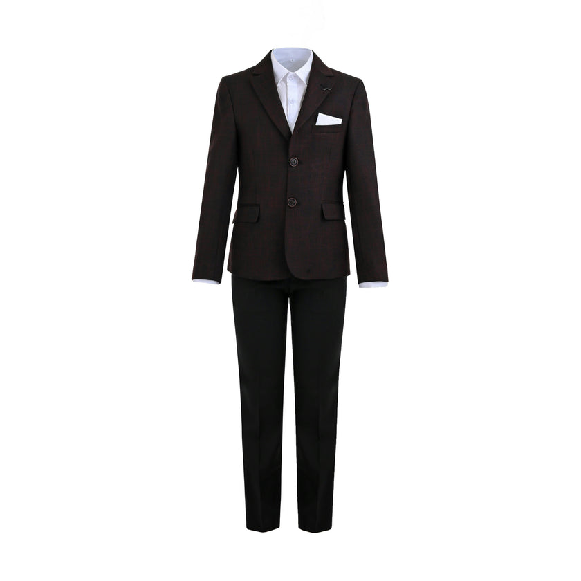 Burgundy Alexander Checked Pattern Blazer Suit Set