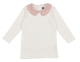 Textured Floral Peter Pan Collar Long Sleeve Shirt