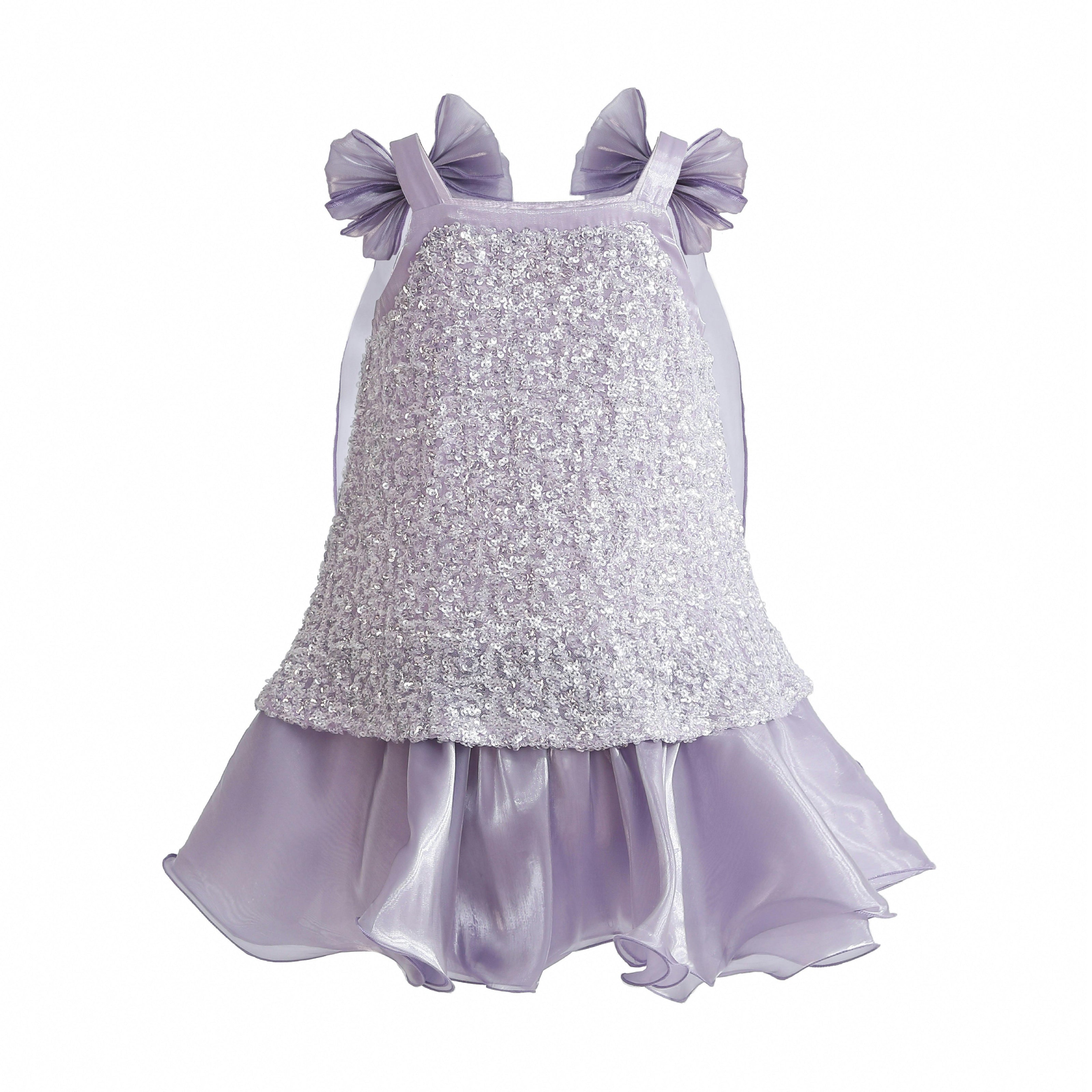 Purple Aurielle Beaded Bow Dress