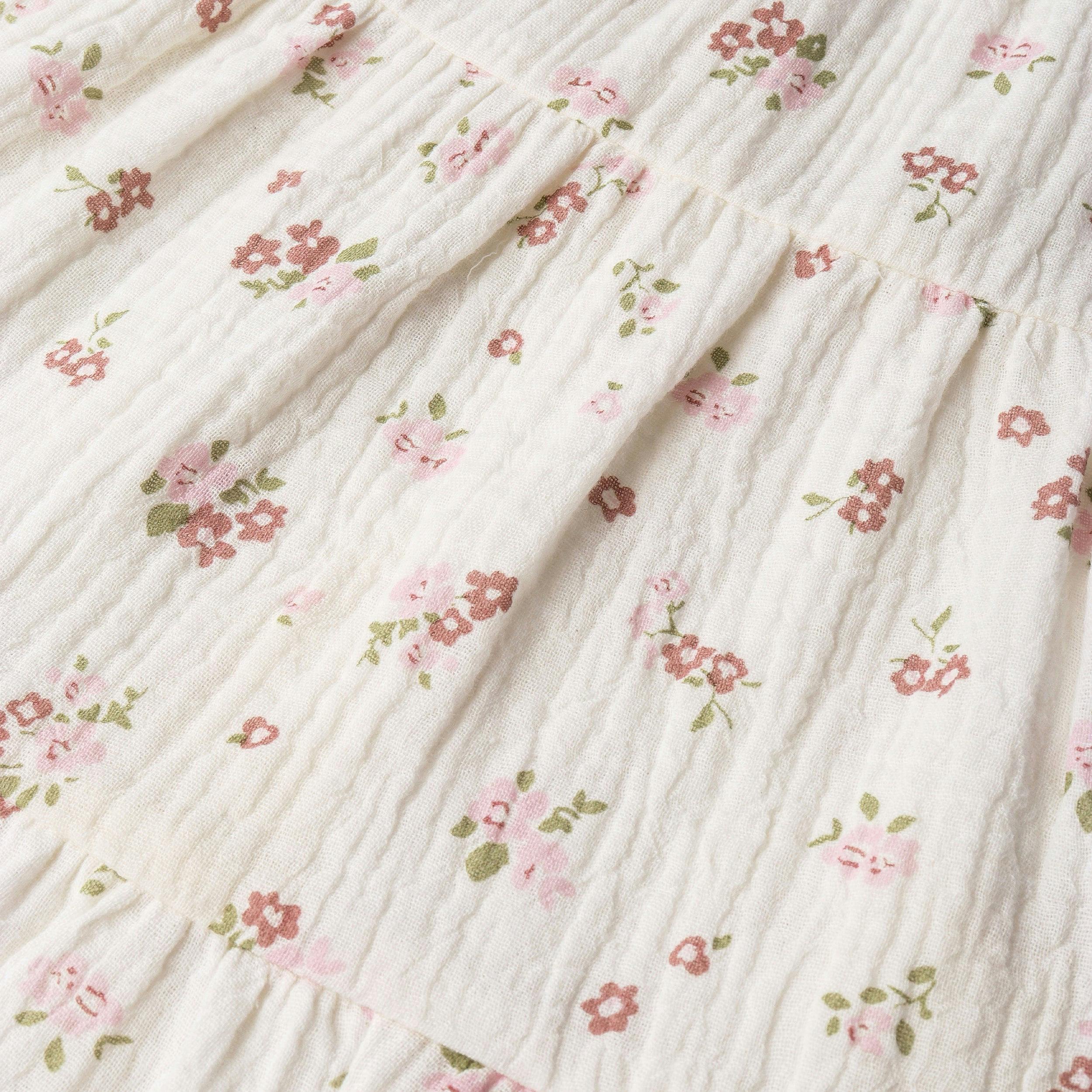 Organic Ruffle Tiered Dress - Blush Floral