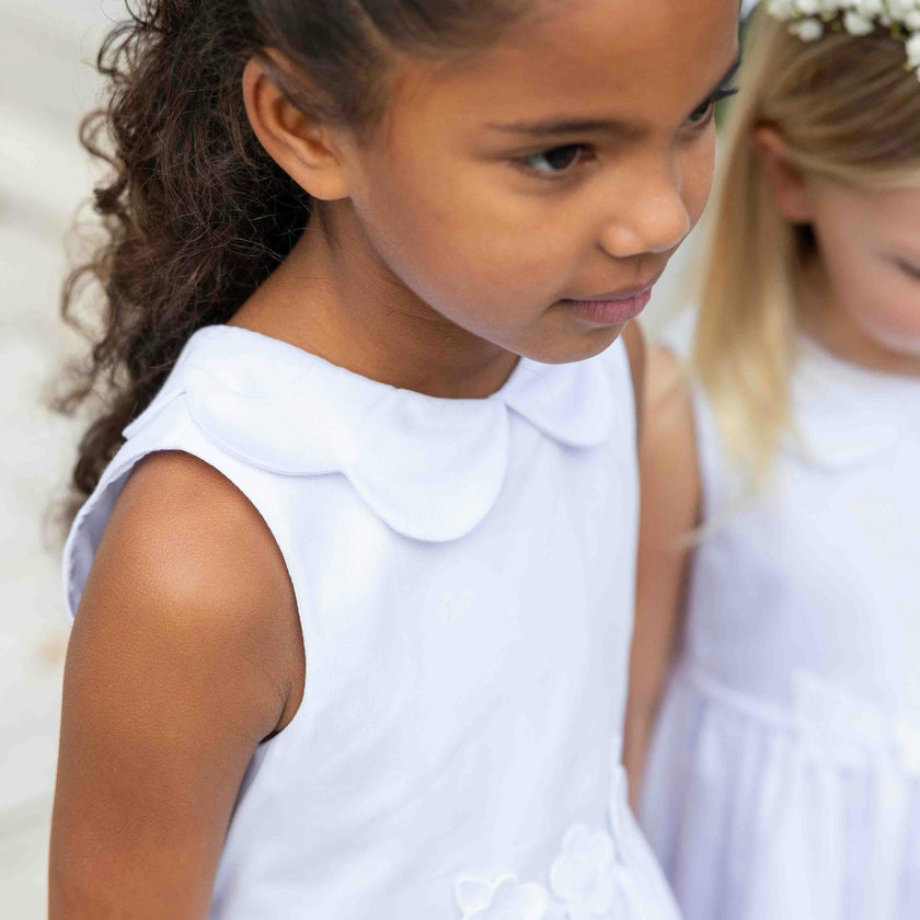 White Pique Flower Dress