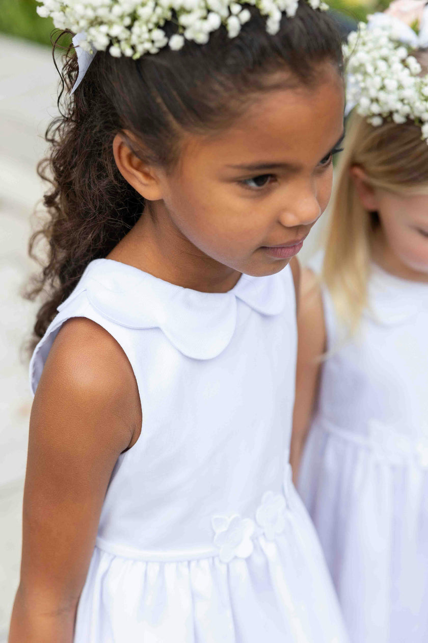 White Pique Flower Dress