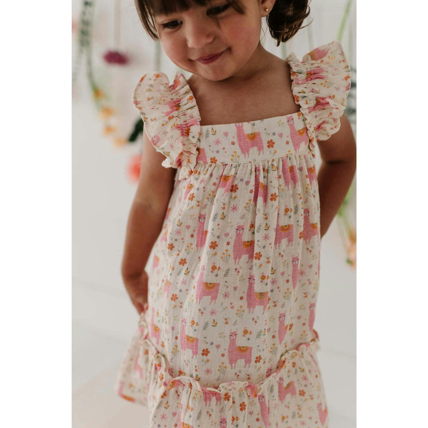 Girl's Drop-Waist Peplum Dress